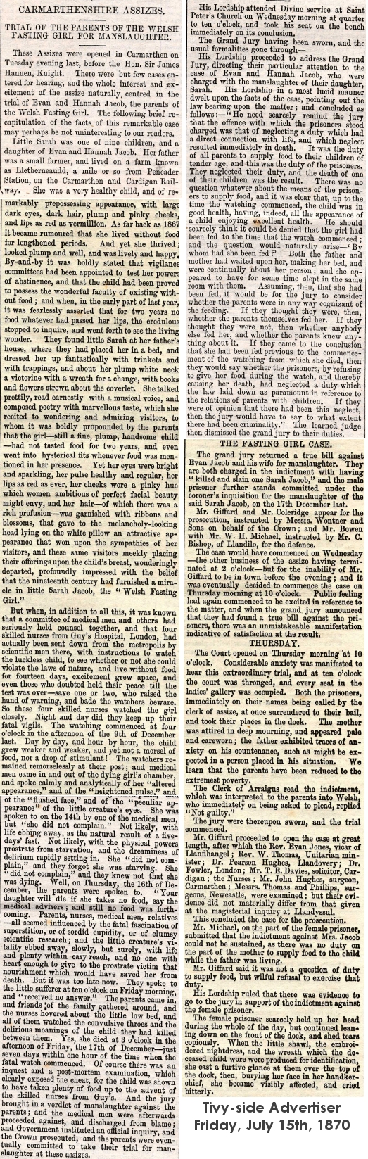Newspaper report of the trial