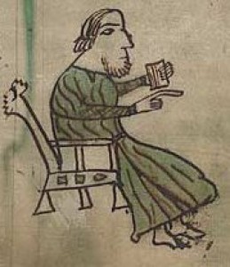 Portrayal of a Judge in Hywel Dda MS f.4.r. By Permission of Llyfrgell Genedlaethol Cymru/ The National Library of Wales